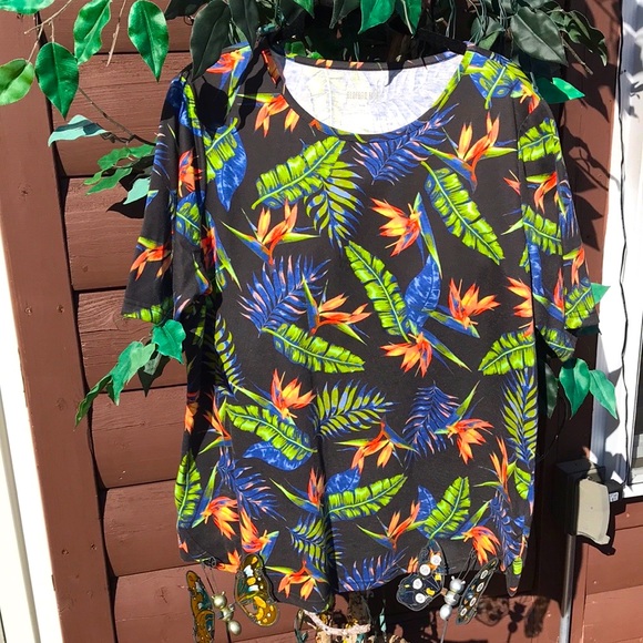 Bedford Fair Tops - Bedford Fair Tropical Print Short-sleeved Tee shirt Size Large Like New